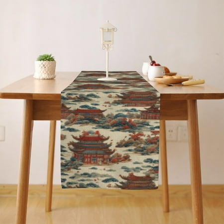 

China Old Building Table Runner Seasonal Fall Winter Kitchen Dining Table Decoration for Home Party Decor 13 x 90 Inch