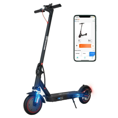 EVERCROSS EV85F Electric Scooter for Adults, 350W Motor, 18.6 MPH & 19 Miles Range, 8.5'' Solid Tires, Dual Suspension, Lightweight Folding Design, APP Control, Black