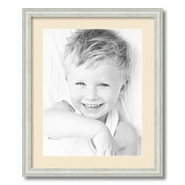 ArtToFrames 18x22 Matted Picture Frame with 14x18 Single Mat Photo Opening Framed in 1.25 Off White Wash on Ash and 2 Alabaster Mat (FWM-4098-18x22)