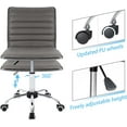 thumbnail image 4 of XPOPR Mid Back Task Chair, Low Back Leather Swivel Office Chair, Vanity Chair for Makeup Room, Computer Desk Chair Retro with Armless Ribbed (Grey), 4 of 8