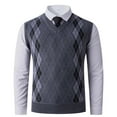 thumbnail image 2 of gbyLJF Men's Sweater Casual V Neck Sleeveless Sweater Slim Fit Knitted Pullover Diamond-shaped Texture Sweaters, 2 of 5