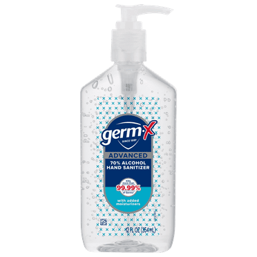 Germ-X Advanced Hand Sanitizer with Pump, Alcohol & Moisturizers, Original Fresh Scent, 12 fl oz.