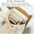 thumbnail image 5 of Bolso de mano de lona estético - Bolso de mano con cremallera y bolsillo interior por hombro Bolsas de mano para mujeres de compras, escuela, 5 of 5