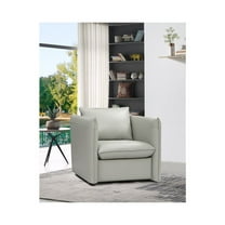 Divani Casa Tamworth Modern Leather & Metal Swivel Accent Chair in Gray