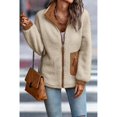 thumbnail image 4 of Abrigo difuso con cremallera abrigo de forro polar con bloque de color cálido con bolsillo cuello vuelto informal suave para ir de compras ANGGREK Otros, 4 of 6