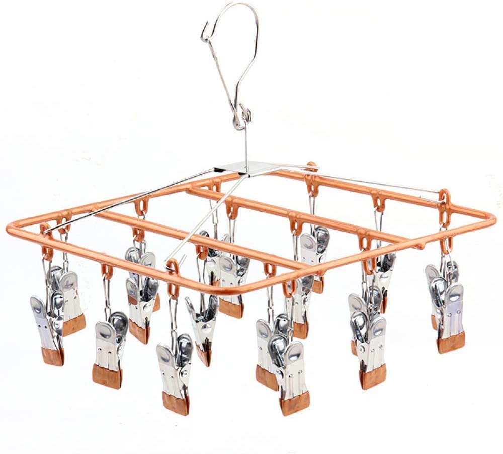 Sock Hanger, Square Windbreak Drying Rack, 18 Clips Underwear Hanger