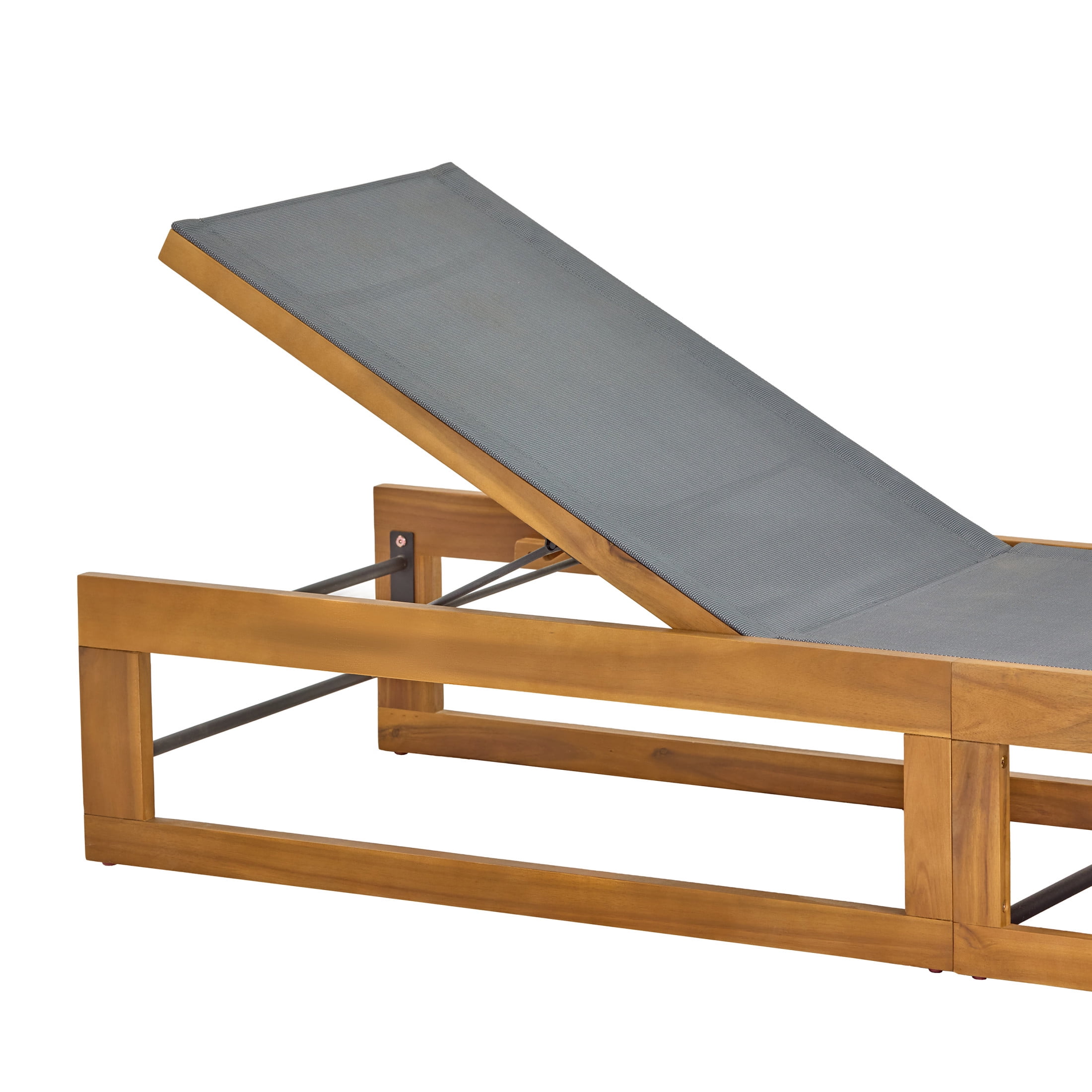 Christopher Knight Home Outdoor Acacia Wood Adjustable Chaise Lounge with Mesh Seat, Teak+Dark Gray, Set of 4