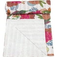 thumbnail image 3 of Indian Handmade Floral Print Kantha Quilt, Bedspread , Blanket Size ( King 108" x 108" ), 3 of 3