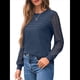 thumbnail image 2 of Camisas de Larga para Mujer, Blusas Elegantes e Informales de Encaje, Conjuntos de Otoño 2025, Camisetas y Ropa de Trabajo. Azul Marino L, 2 of 8