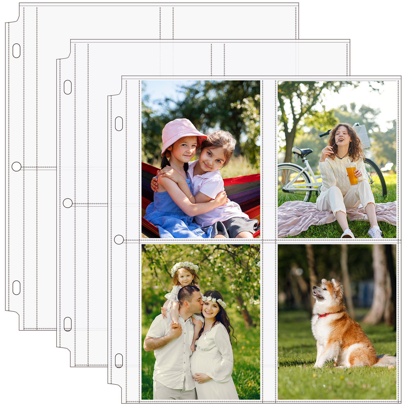 MaxGear 60 Pack 3.5x5.25 Photo Sleeves for 3 Ring Binder (480 Photos), 4-Pocket Clear Archival Page Protectors, Acid-Free Polypropylene, 8.5 x 11