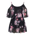 thumbnail image 5 of Fesfesfes Women Dress Spring V Neck Print Ruffle Sling Suspenders Leaky Shoulder Dress Short Dress or, 5 of 8