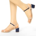thumbnail image 2 of Sandalias De Tacón Grueso Correa De Tobillo Punta Cuadrada Para Mujeres Beige 36, 2 of 7