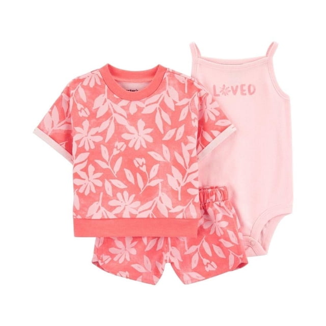 Conjunto Carter's Child of Mine Talla 12M Con Estampado Floral Tropical para Niña Rosa