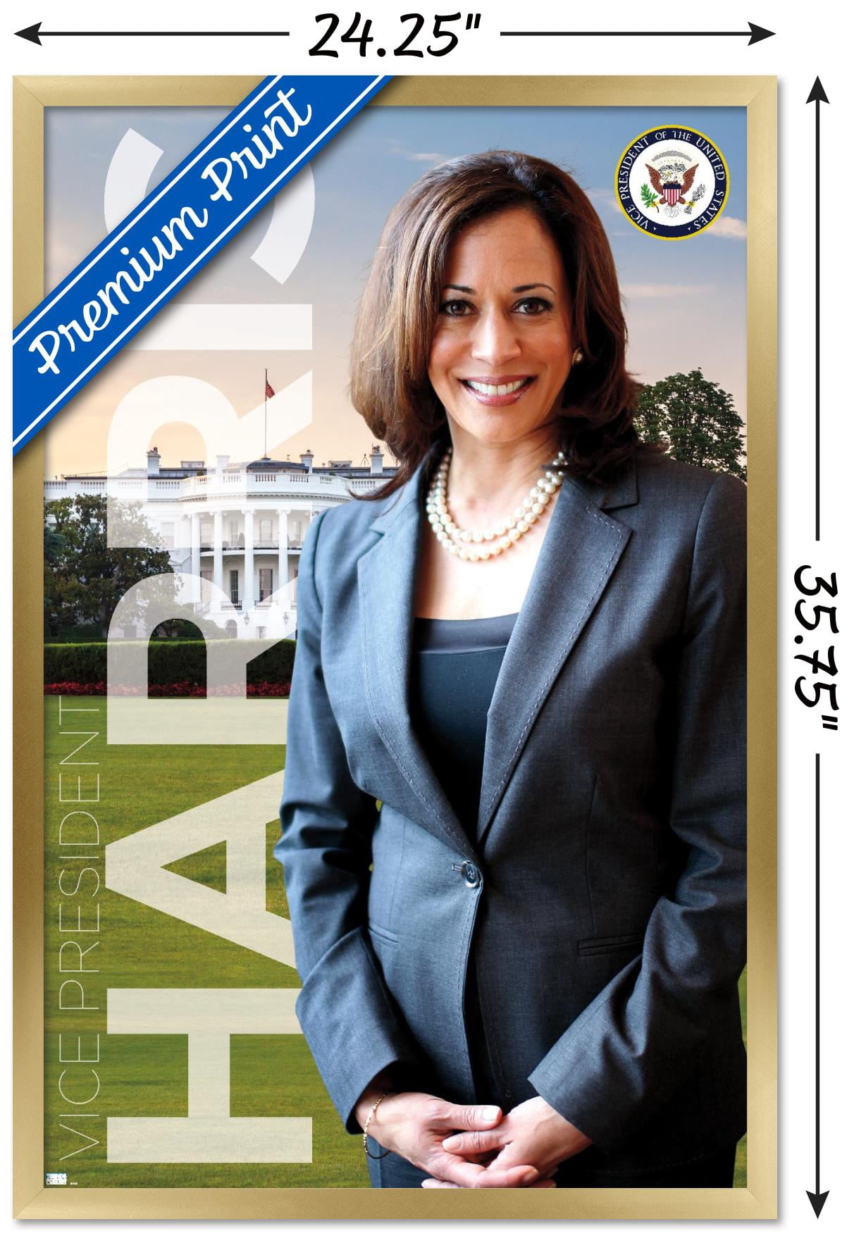 Trends International Kamala Harris - Vice President Wall Poster 24.25" x 35.75" x .75" Gold Framed Version