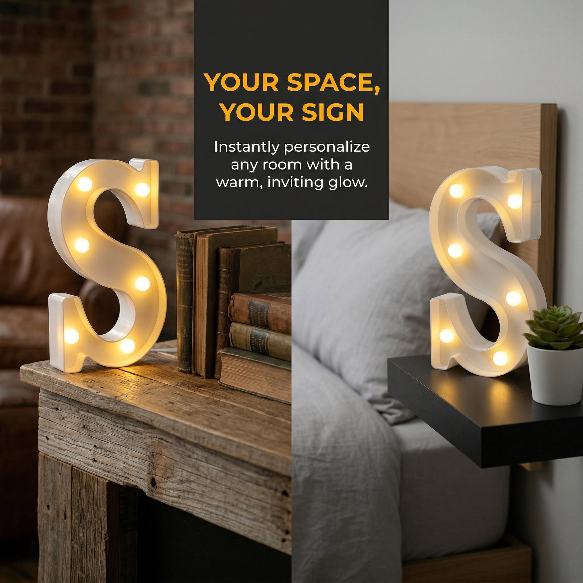 Unique Bargains Marquee Letters With Lights LED Light Up Signs Letter S 6.5"L x 1.5"W x 8.5"H
