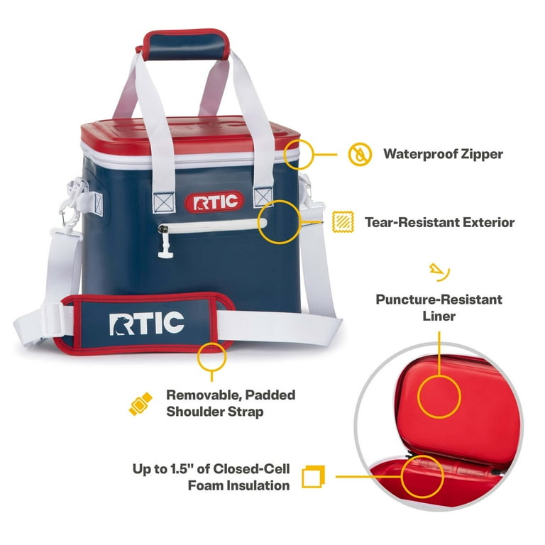 RTIC 12-Can Soft Cooler, Portable Insulated Travel Bag, Leak-Proof