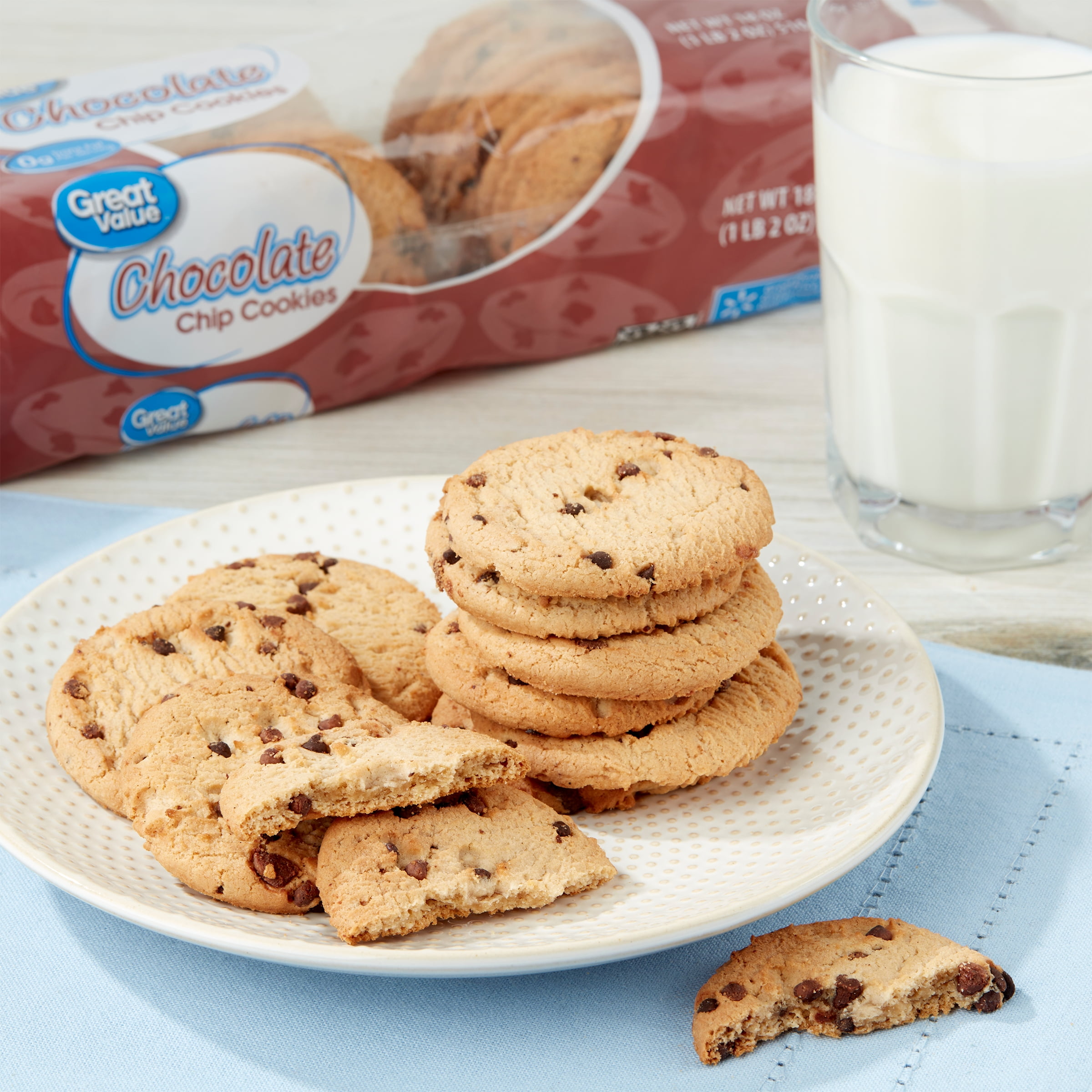 Great Value Chocolate Chip Cookies, Family Size, 18 oz