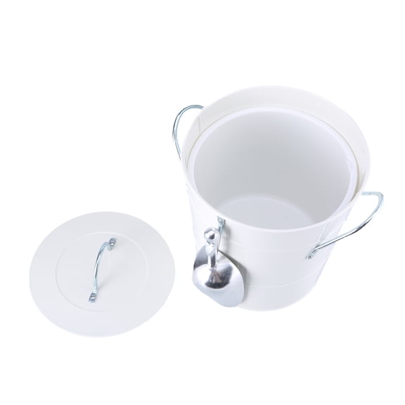 Round Beverage Tub with Shovel and Lid Double Handle Ice Bucket Metal Drink Coolers Champagnes Bucket Easy to Carrys