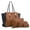 Brown, variant on WOMEN SHOULDER CROSSBODY TOTE LARGE CAPACITY PU LEATHER 4 PCS. IN ONE SET.