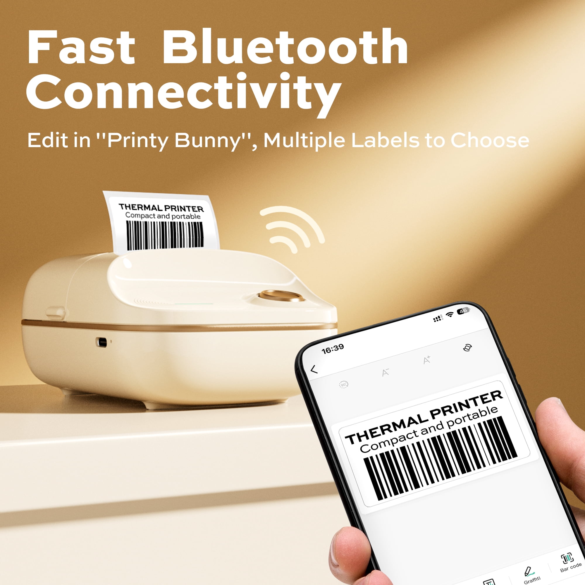 novodesk Label Maker, 2 inches Portable Bluetooth Waterproof Label Printer with Tape, Label Printer Machine for Small Business,Address, Logo, Retail (Milky White)
