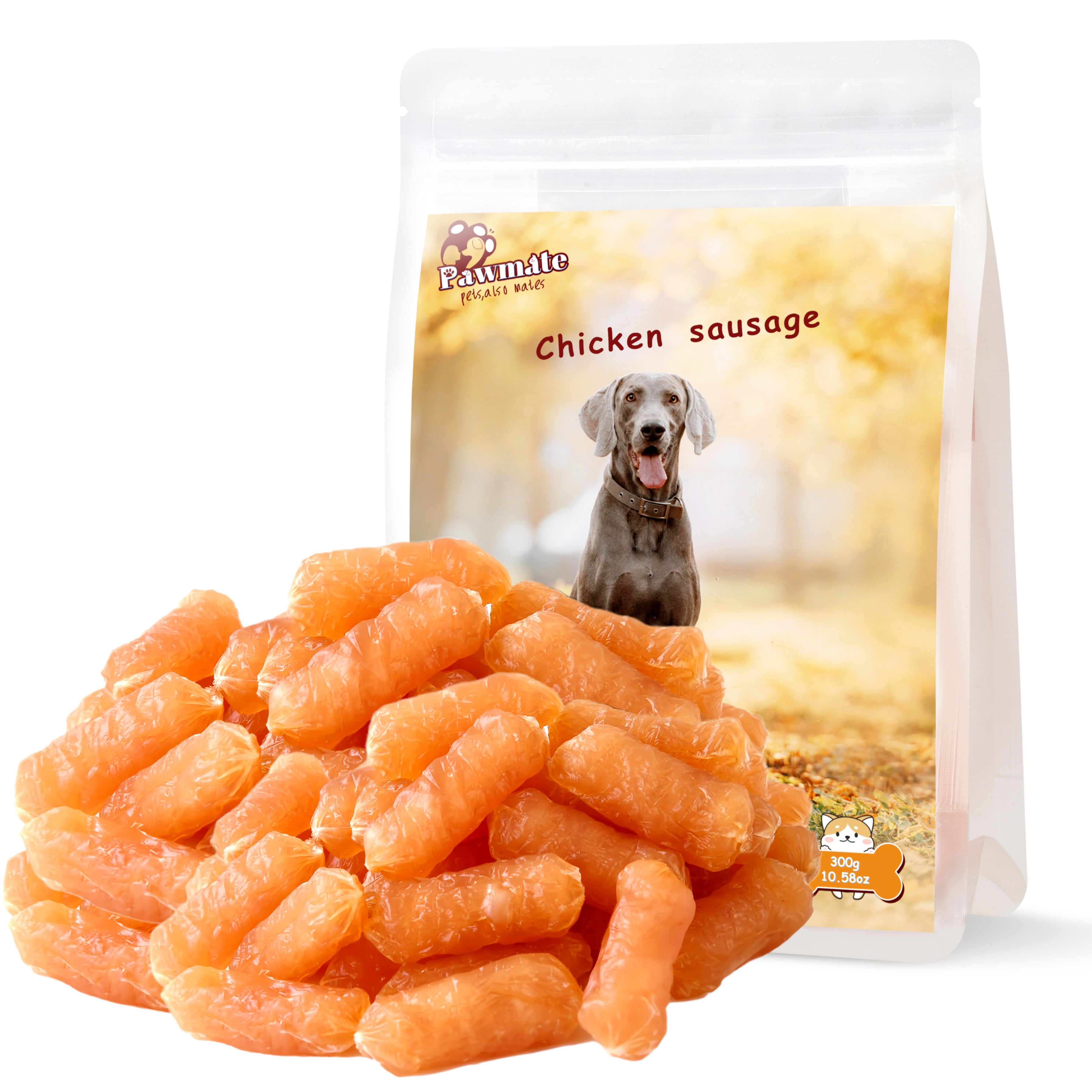 (2 pack) Pawmate Chicken Sausage Dog Treats, Natural Protein Rich Treats for All Dogs, 11oz