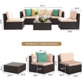 thumbnail image 4 of Vineego 6 Pieces Outdoor Patio Furniture Sets Wicker Sectional Sofa PE Rattan Conversation Sets with Cushions, Beige&Blue, 4 of 4