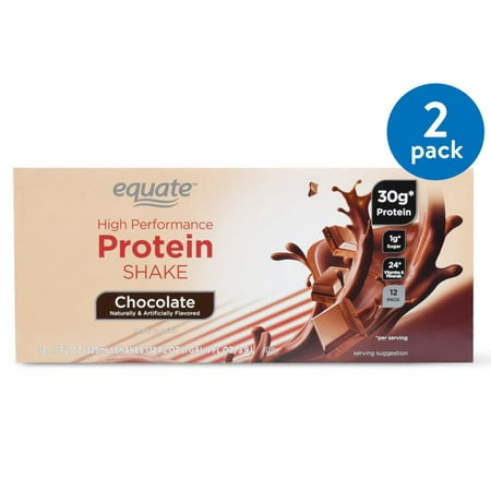 - (2 Pack) Equate High Performance Protein Shake, Chocolate, 132 Oz, 12 Ct