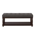 thumbnail image 4 of CQSXDA Upholstered Linen Bench with Storage Shelf, Tufted Ottoman Furniture with Solid Wood Spindle LegsFor Bedroom Entryway Living Room, Dark Gray, 4 of 6