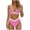 Pink, variant on High Waisted Bikini Sets for Women on Sale Women White Trim Bikini Set V Neck Tank Swimsuits Cropped Bikini Swimsuit Dressy Summer Swimsuit