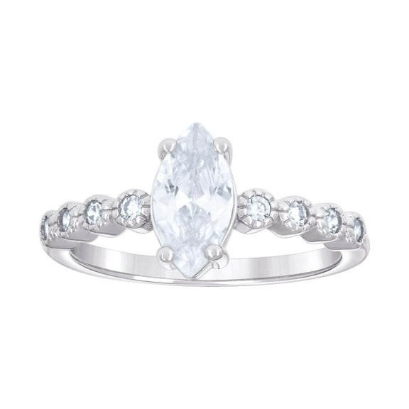 925 Sterling Silver Womens Marquise Round Cubic Zirconia Fashion Engagement Ring 8.9mm Wide Size 8 Engagement Ring for W