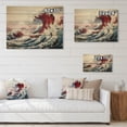 thumbnail image 4 of Designart "The Red Great Wave A Masterpiece from Kanagawa IV" Nautical & Beach Print on Natural Pine Wood, 4 of 5