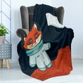 thumbnail image 4 of Explore Soft Flannel Fleece Throw Blanket, Fox Cosmonaut Raising a Flag on an Alien Planet Outer Space Themed Illustration, Cozy Plush for Indoor and Outdoor Use, 50" x 70", Multicolor, by Ambesonne, 4 of 5
