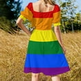 thumbnail image 4 of LGBT Casual Dress Pride Flag Stripe Stylish Dresses Elegant Dress Female V Neck Oversized Clothes, 4 of 6