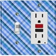 thumbnail image 1 of Metal Light Switch Plate Outlet Cover Shades of Blue Plaid Wallpaper WAL033, 1 of 13