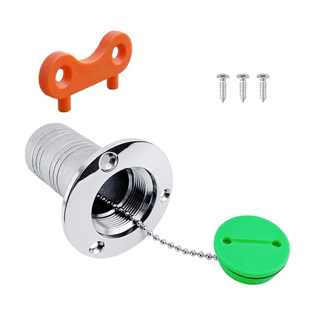 Llave de llenado de cubierta de barco, casquillo de nailon pulido a espejo de acero inoxidable 316, 38 mm/1,5" Verde