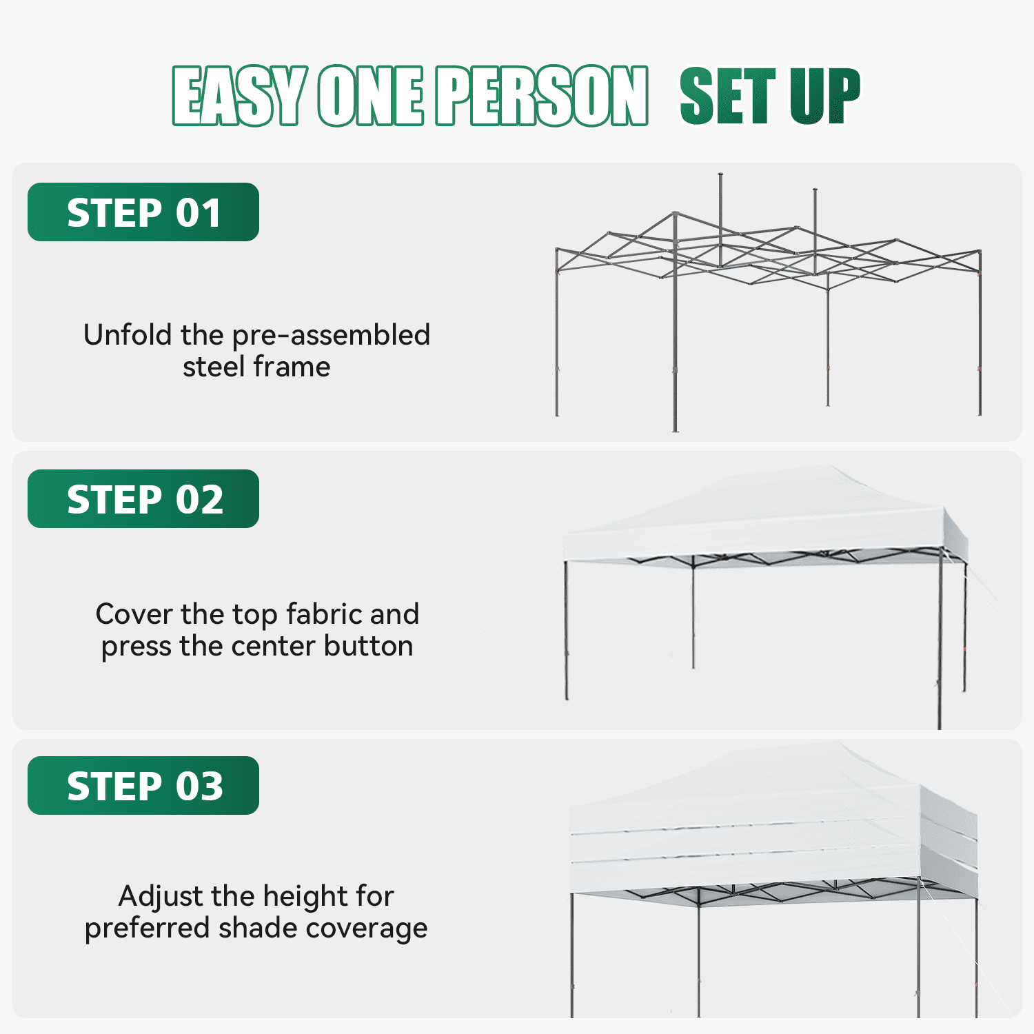 Dateyes 10x15FT Pop Up Canopy, Outdoor Canopy Tent with Carry Bag, Easy Setup Portable Instant Canopy with 4 Sandbags and 8 Stakes for Outdoor Events, Commercial, Beach, Backyard, Lawn, White