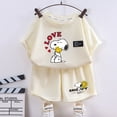 thumbnail image 5 of Camiseta de Snoopy para niño y niña, conjunto de 2 piezas, pantalones cortos, Tops de dibujos animados, chándales deportivos, trajes, regalo de cumpleaños, 5 of 5