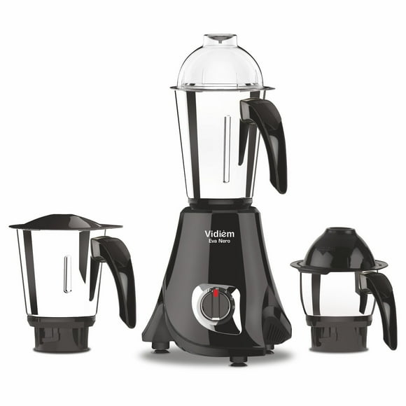 Vidiem Eva Nero 650W / 110V Indian Mixer, Spice & Coffee Grinder, Blender, Multifunctional SS Jars - for Use in Canada / USA