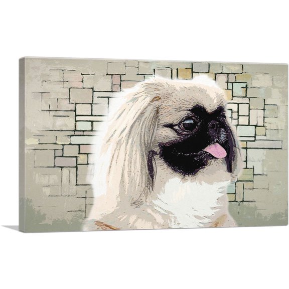 ARTCANVAS Pekingese Dog Breed Modern Canvas Art Print - Size: 60" x 40" (0.75" Deep) (3-Piece)