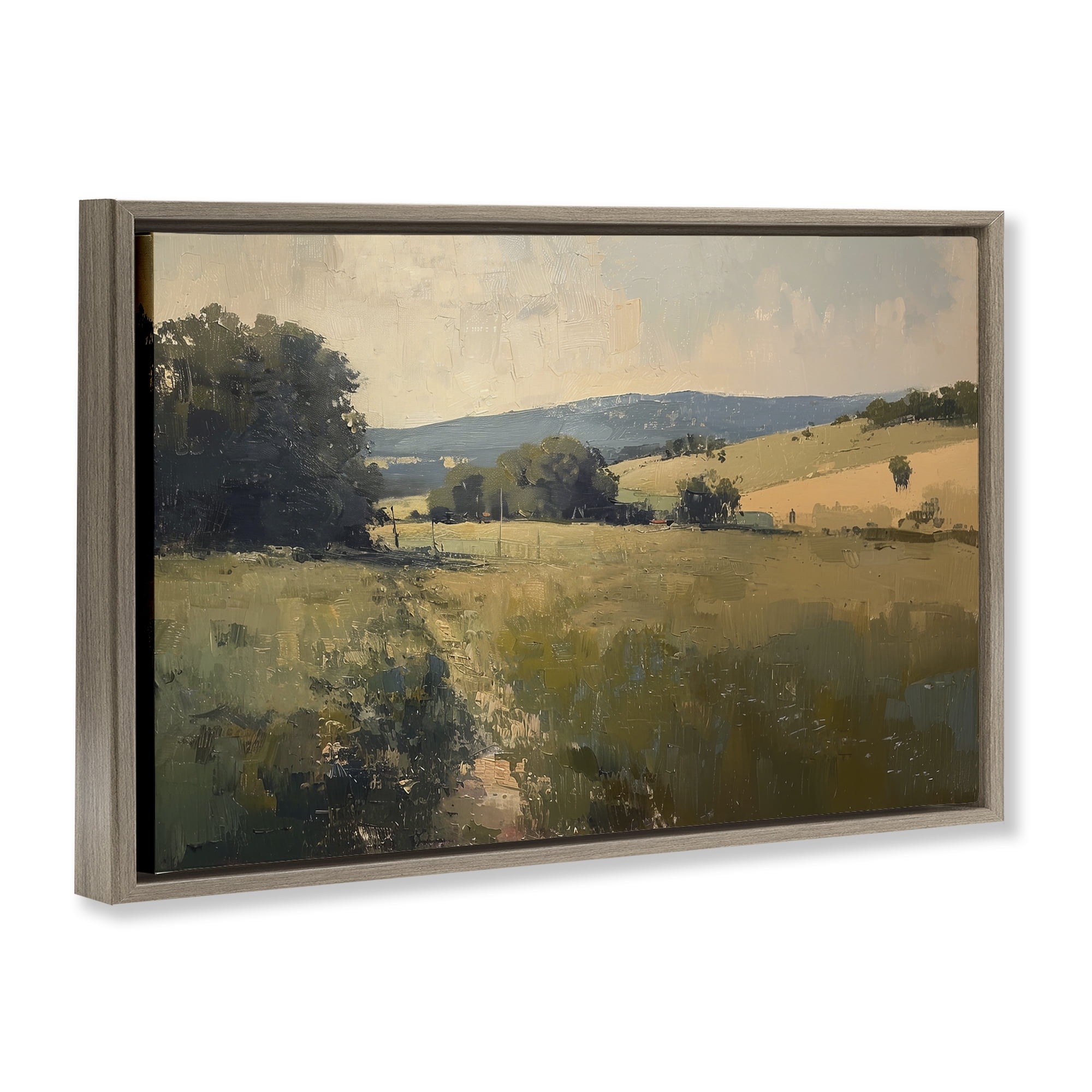 Stupell Industries Vast Country Landscape Landscape & Nature Painting Brown Floater Framed Canvas Art Print Wall Art, 31 x 21