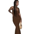 thumbnail image 2 of Qarigey larga Vestido ajustado Ropa de fiesta Cami Correas Sin mangas Piel multicolor Cierre Multiusos Atractivo Vestidos Marrón/3XL, 2 of 6