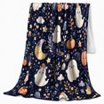 thumbnail image 2 of Ghost Pumpkin Scene Ghosts And Pumpkins Spooky Holiday Art Halloween Lovers Playful Harvest Motif Warm Flannel Blanket, Halloween Gift for Living Room and Family Room Home Decor, 2 of 9