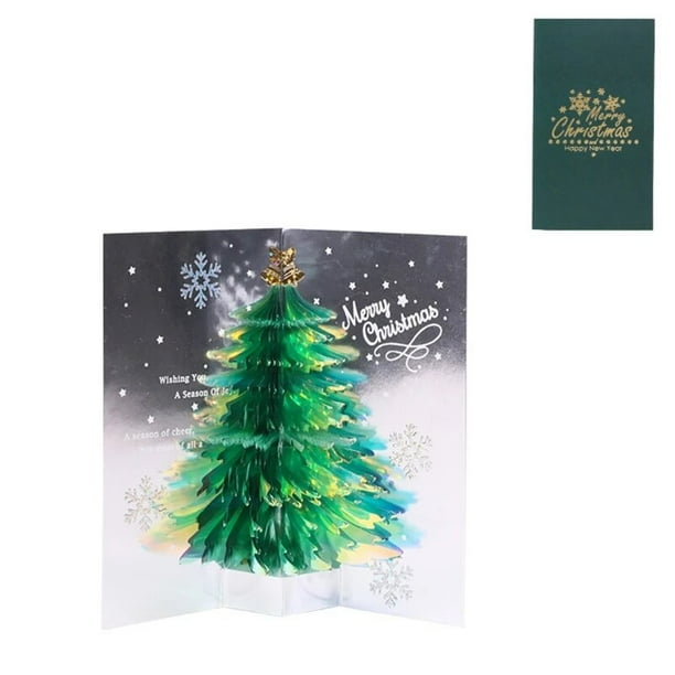 Tarjetas de Felicitación de Navidad Pop-Up 3D XX9B, árbol brillante hecho a mano, tarjeta de vacaciones con sobre para Navidad, Año Nuevo, Día de Acción de Gracias