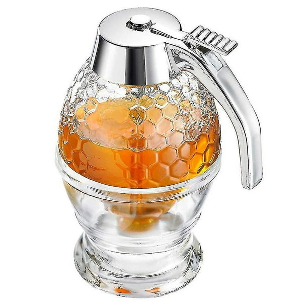 With Dipper 16oz Glass Honey Dispenser With Bamboo Lid & 3