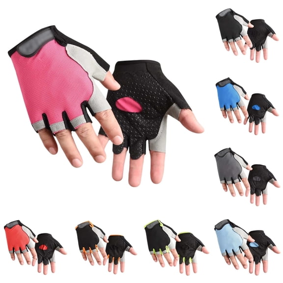 Krdevn Kids Half Finger Cycling Gloves Breathable Mesh Non- Lightweight Fingerless Gloves for Outdoor Sports Biking Training