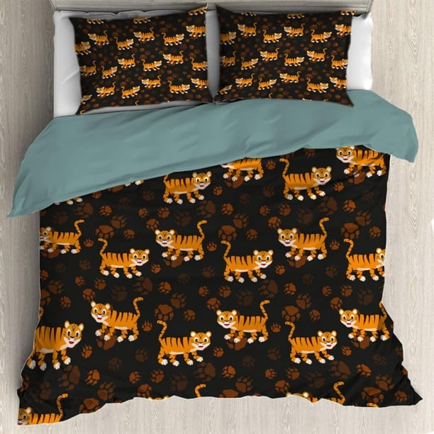 Tiger Paw Print Funda Nórdica Queen 90 x 90 en Ultra Suave Lavado