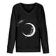 thumbnail image 4 of Sudadera clásica de manga larga con cuello en V y estampado de Halloween para mujer Pompotops FGAJ15895, 4 of 6