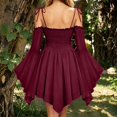thumbnail image 6 of KLHDSF Women's Renaissance Fairy Dress A Line Boho Corset Dress | Long Bell Sleeves Off-shoulder Dress with Pockets, Comfortable Chiffon, for Ren Fair, Pirate Medival Halloween Themed Party Wine L, 6 of 7