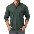 thumbnail image 2 of GIRUNS Men's Henley Shirts Long Sleeve Button T-Shirt Casual Stylish Cotton Pullover Shirt with Pocket Green 3XL, 2 of 6