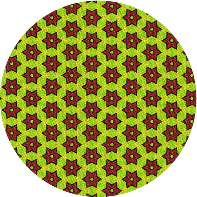 Ahgly Tapis Rond Lavable en Machine Intérieur Transitionnel Rouge Safran, 5 Pieds Rond